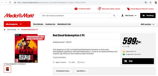 Red Dead Redemption 2 توسط یک خرده فروشی اروپایی برای PC لیست شد